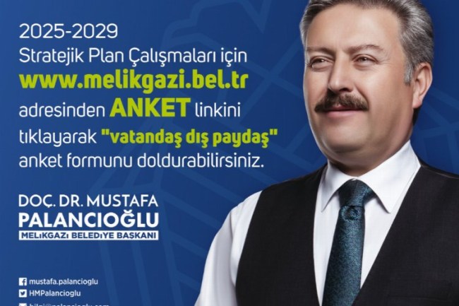 Melikgazi'den, "5 yıllık stratejik plan için vatandaş anketi"