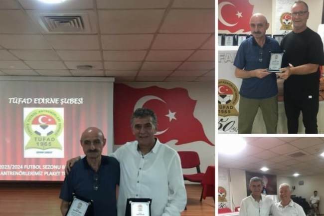 Hayrettin Yıldız ve Fatih Anlar'a Edirne TÜFAD'dan ödül