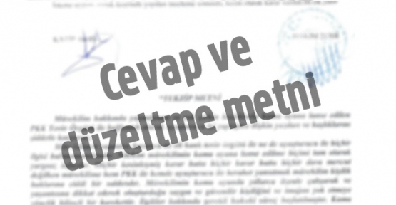 CEVAP VE DÜZELTME METNİ..