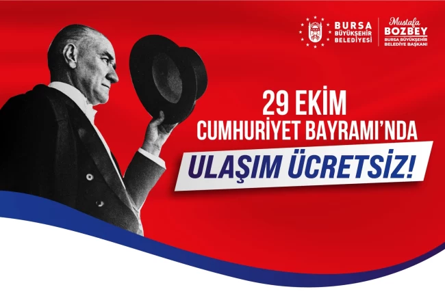 Bursa'da 29 Ekim'de toplu ulaşım ücretsiz