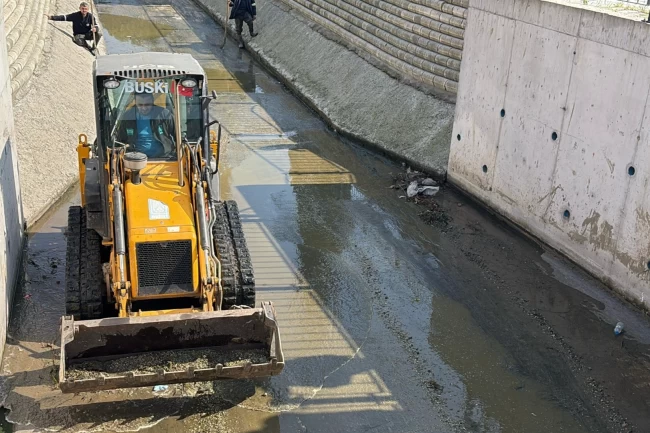 Bursa Gemlik Çarşı Deresi'nde temizlik çalışması