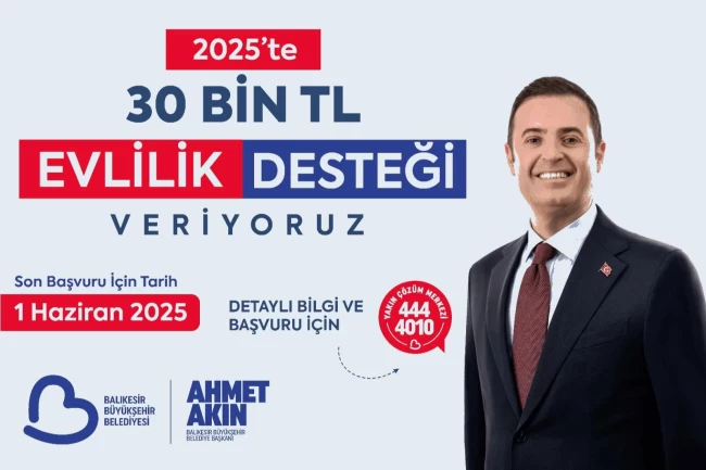 Balıkesir'den 30 bin liralık evlilik desteği