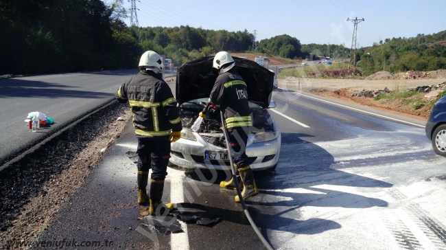 SEYİR HALİNDEKİ ARAÇ ALEV ALDI