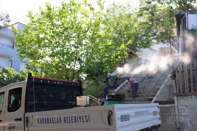 İzmir Karabağlar'da haşerelere karşı ilaçlama seferberliği