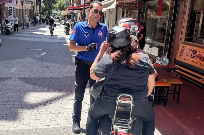 Manisa'da yaya yollarına motosiklet denetimi