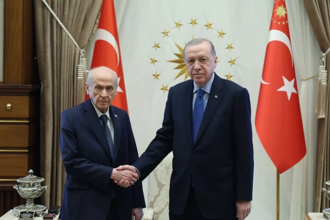 Cumhurbaşkanı Erdoğan, Bahçeli'yi Külliye'de kabul etti