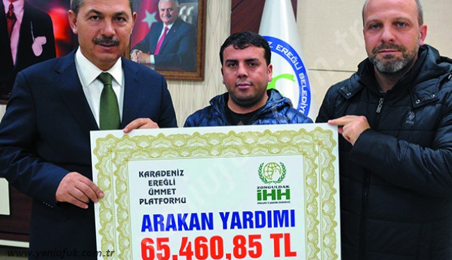 EREĞLİ'DEN ARAKAN'A 65 BİN 465 TL YARDIM..