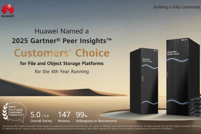 Huawei, üst üste 4. kez Dosya ve Nesne Depolama Platformları kategorisinde 2025 Gartner Peer Insights müşterilerinin tercihi seçildi
