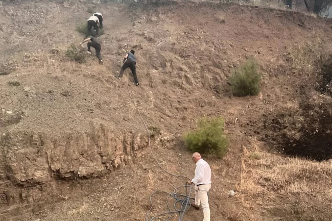 Bursa'daki yangına karşı Gemlik'te teyakkuz