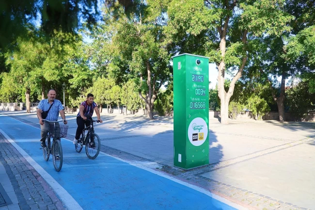 Konya Büyükşehir'in yapay zeka destekli bisiklet sayaçları devrede