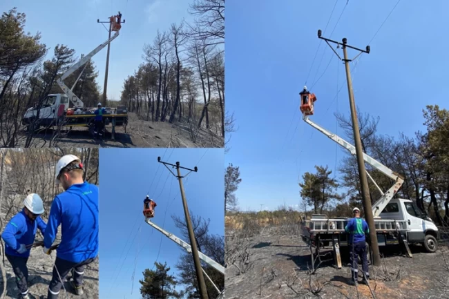 Enerji hatları yangının ardından yeniden onarılıyor