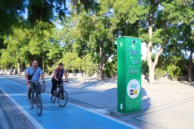 Konya Büyükşehir'in yapay zeka destekli bisiklet sayaçları devrede