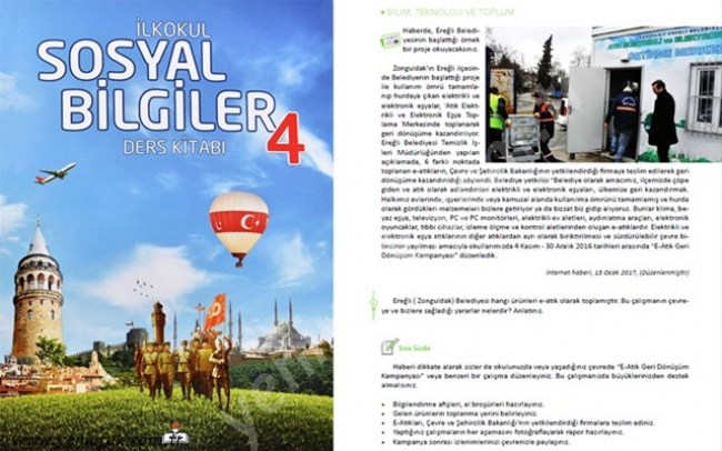 EREĞLİ BELEDİYESİNİN ATIK PROJESİ DERS KİTABINDA