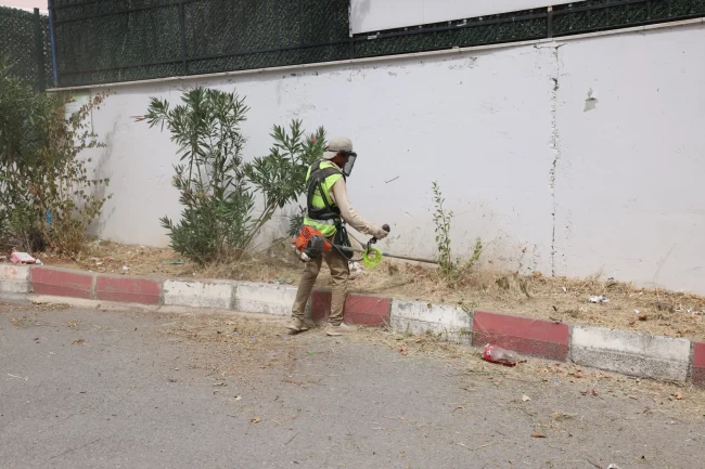 Kocaeli okul bahçelerinde otlar biçiliyor