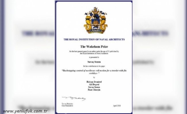 "THE WAKEHAM PRİZE" ÖDÜLÜ BEÜ'YE..