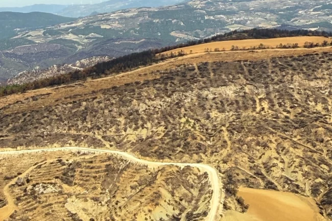 Bilecik'te yangın bölgelerine havadan inceleme