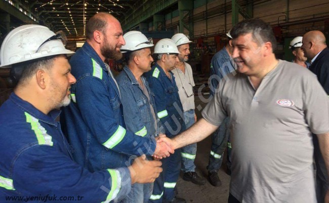 BAŞKAN ERCAN, İŞÇİLERLE BAYRAMLAŞTI..