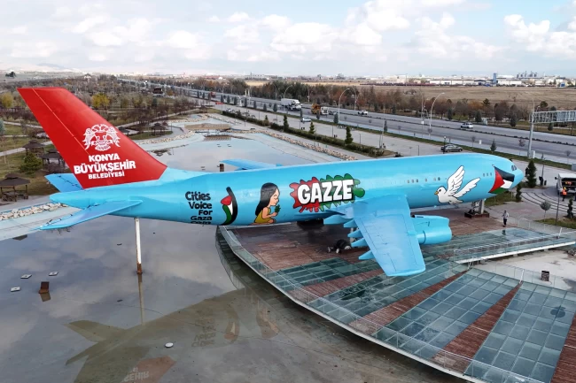 Konya'ya gelenler 'Gazze' mesajıyla karşılanıyor