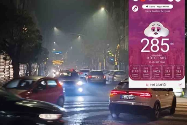 Keşan'da hava kirliliği alarm verdi! Partikül madde seviyesi 285'e ulaştı