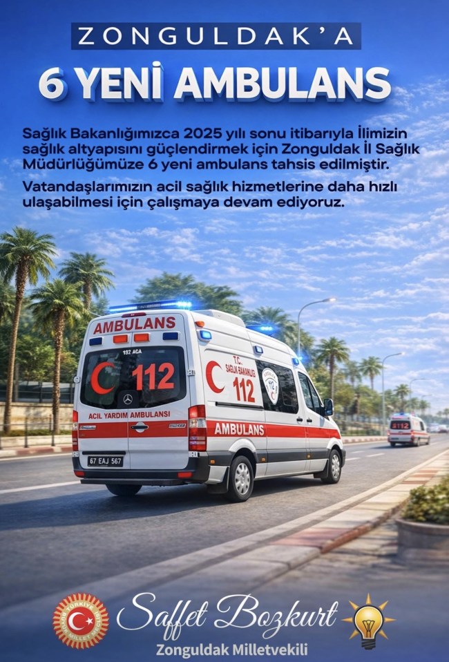 Zonguldak’a 6 yeni ambulans