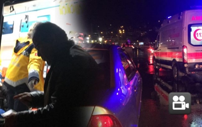 Eşinin gözü önünde otomobil çarptı..