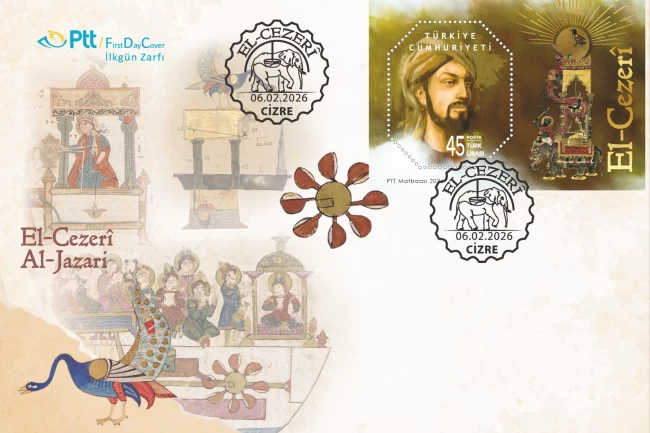 PTT'den 'El-Cezerî' temalı anma pulu ve ilk gün zarfı