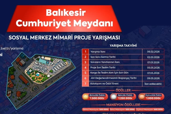 Balıkesir'de Cumhuriyet Meydanı için mimari proje yarışması