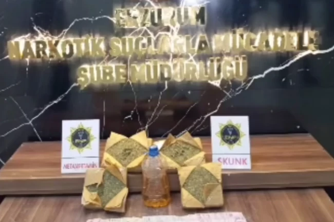 Erzurum'da uyuşturucu operasyonu: 9 kilo madde ele geçirildi