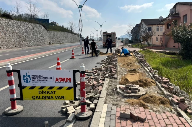 Başiskele'de tretuvar yenileme çalışmaları tamamlandı