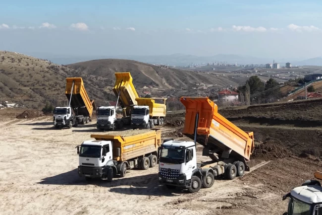 Ankara Keçiören'de dron destekli hafriyat kamyonu denetimi