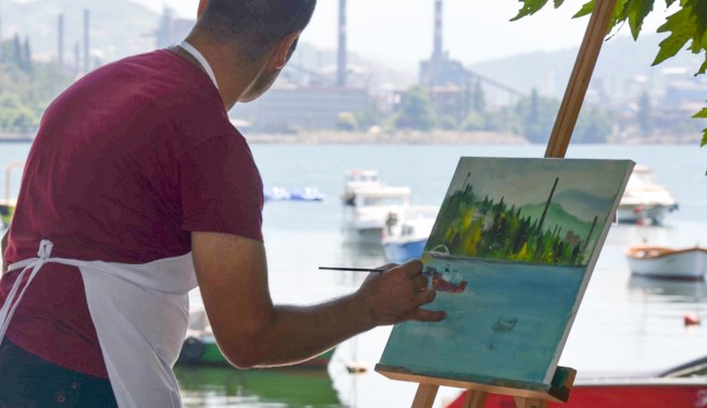 Ereğli'nin muhteşem sahili tuvallerde