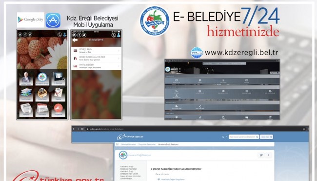 E-Belediye 7/24 hizmette..