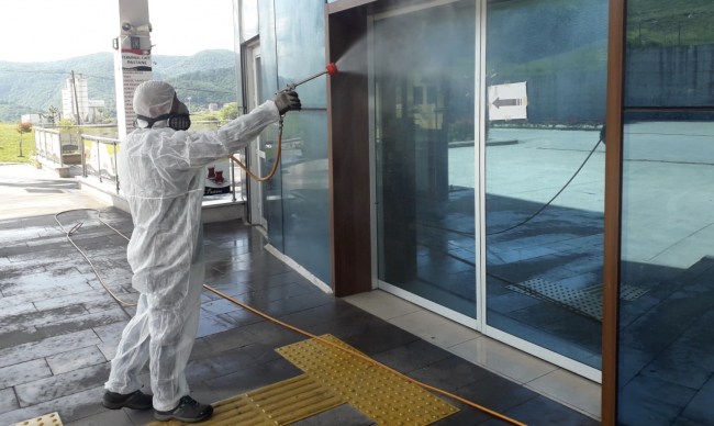 Ereğli otogarı dezenfekte ediliyor..