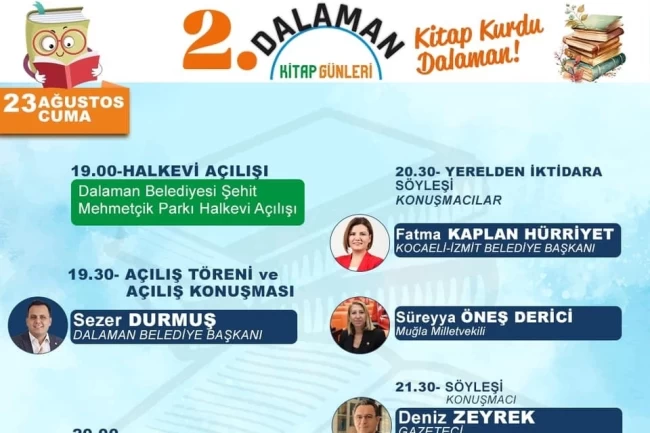 Başkan Hürriyet, Dalaman Belediyesi Kitap Günleri'nin konuğu olacak
