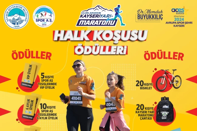 Büyükşehir'in 4. Uluslararası Yarı Maratonu'ndaki halk koşusunda hediye yağmuru