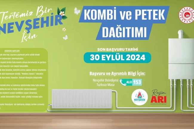 Nevşehir Belediyesi'nden kombi ve petek desteği