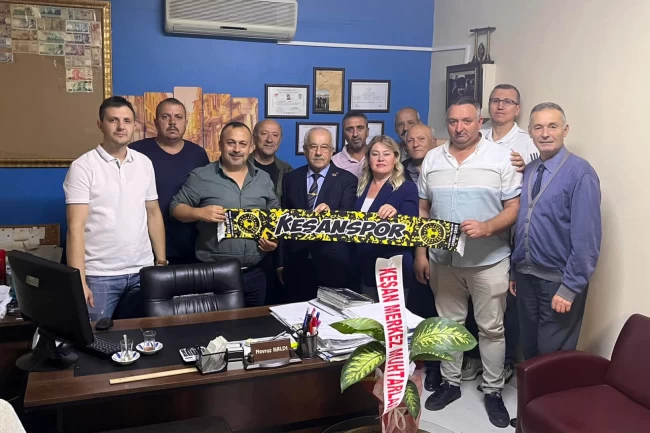 Mahalle muhtarlarından Keşanspor Başkanı Nevruz Kaldı'ya ziyaret