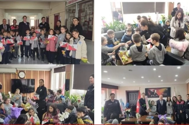 Keşan'da Nevzat Kahramanlı öğrencilerden emniyete ziyaret