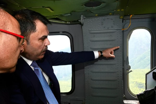 Bakan Kurum Bursa'yı havadan denetledi, talimatları verdi