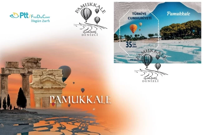 PTT'den 'Pamukkale'ye özel pul ve ilkgün zarfı