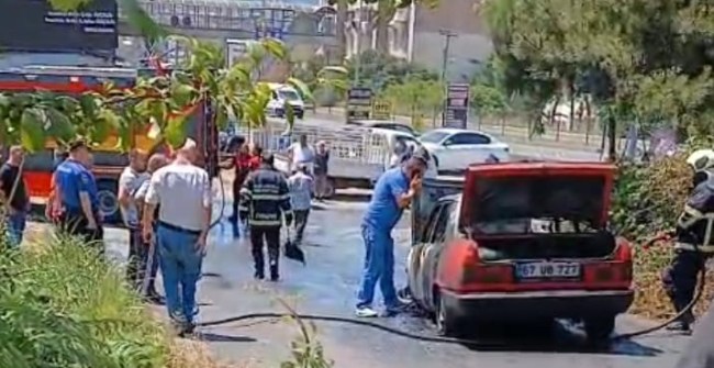 Araç yangını korkuttu