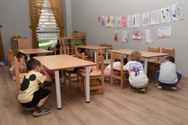 Bursa Nilüferli minikler afet tatbikatıyla bilinçlendi