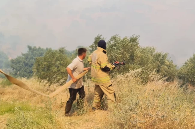 İzmir Ödemiş'te yangınla mücadele sürüyor