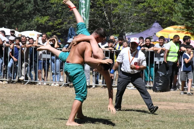 Bursa İznik'in Alıç Yaylası'nda kıran kırana güreş