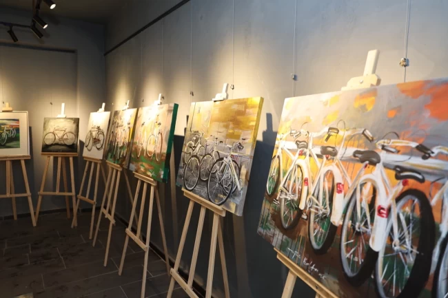 Kayseri Talas'ta sanat ve bisiklet buluşması