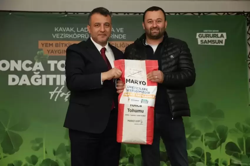 Samsunda üreticiye yonca tohumu ve gübre desteği