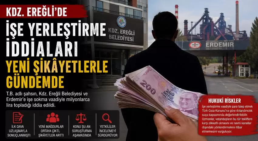 Kdz.Ereğlide işe yerleştirme vaadiyle dolandırıcılık iddiası