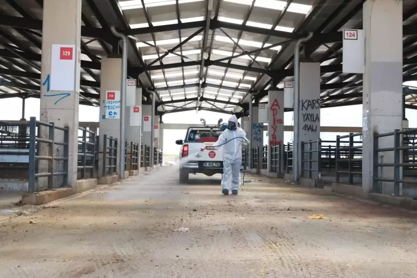 Osmangazide kurban pazarları ilaçlanarak dezenfekte edildi