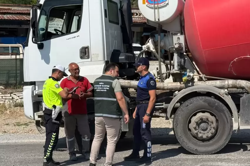 Muğlada beton mikserlerine sıkı denetim