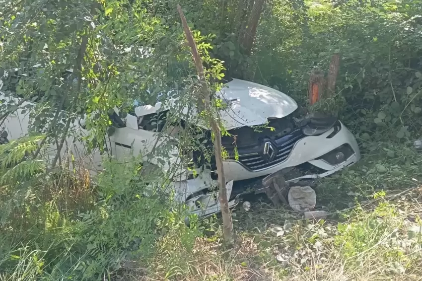 Düzcede otomobil şarampole kaydı: 3 yaralı